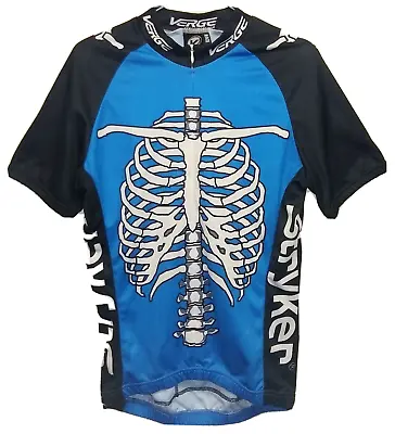 Skeleton Ribcage Cycling Race Jersey Mens M Blue Black White Verge Sport Stryker • $19.79