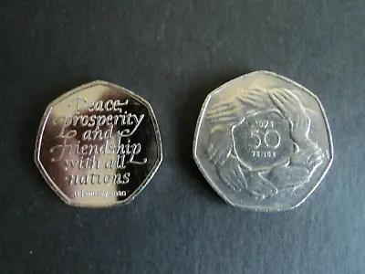 2 COIN SET 50p European Union ENTRY 1973  & UNC 50 Pence UK EXIT BREXIT Coins • £3.94