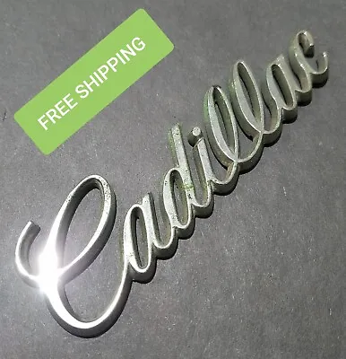 Bin22 VTG Cadillac Old Style Script Name Letter Nameplate Emblem Plastic Silver • $15.49