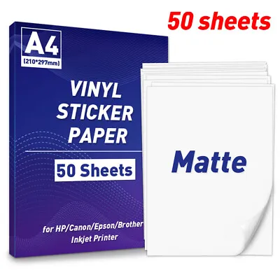 Premium Printable Vinyl Sticker Paper 10/50 Matte White Waterproof Decal Sheets • $26