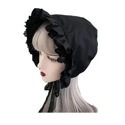 Lolita Lady's   Trim Cap Maid Bonnet Cap Two Layers Halloween Victorian Hat • $16.99