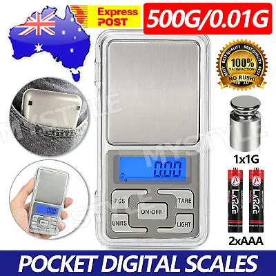 0.01 500g Pocket Digital Mini Scales Precision Weight Balance Gram Jewellery • $7.35