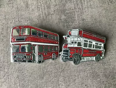 Vintage Red Double Decker Pin  Badges Bus Buses Motor British Leyland & General • £12.95