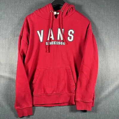 Vans Womens Hoodie Red Size M Pull Over Chest Logo Cotton Polyester Blend • $11.20