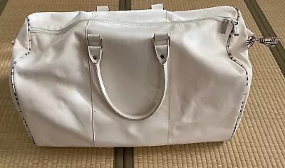 Vintage Burberry Fragrance White Duffle Tote Bag Keepall Novacheck Trim • $29.99