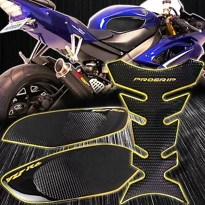 Side Traction Knee+Pro Tank Pad Grip Sticker Protector 08-16 YZF-R6 Chrome Gold • $34.88