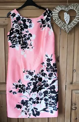 Bnwot Jacques Vert Stunning Salmon Pink Floral Shift/Pencil Dress Size 12 Petite • £15.99