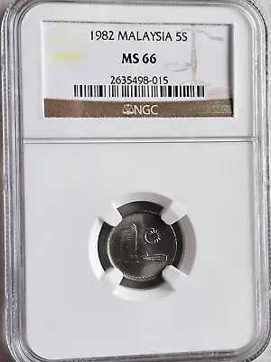 Malaysia 5 Sen 1982 NGC MS 66 • $40