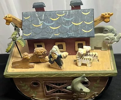 Vintage Noah's Ark Movement Wood Music Box Plays : Wish You A Merry Christmas. • $24