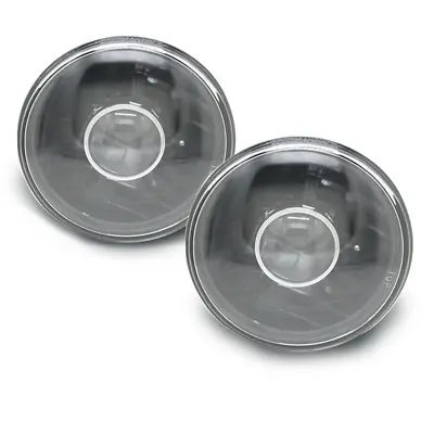 Pair 7  Inch Round Headlights Clear Lens Black & Chrome Projector Headlamps • $29.66