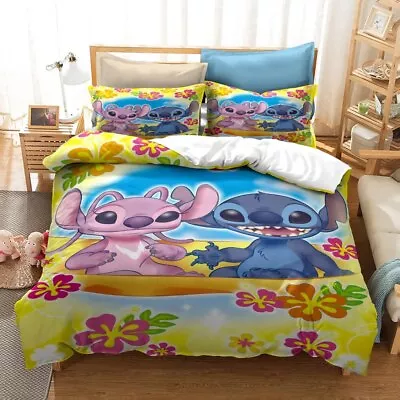 Lilo And Stitch Bedding Set Bed Cover Pillow Cases Set Duver Quilt Cover Sets • $59.19