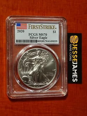 2020 $1 American Silver Eagle Pcgs Ms70 Flag First Strike Label • $42