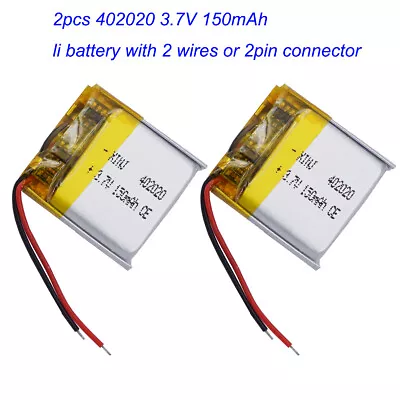 2pcs 3.7V 150mAh 0.555Wh 402020 JST 2pin Connector Replacement Li Battery Li-ion • £7.08