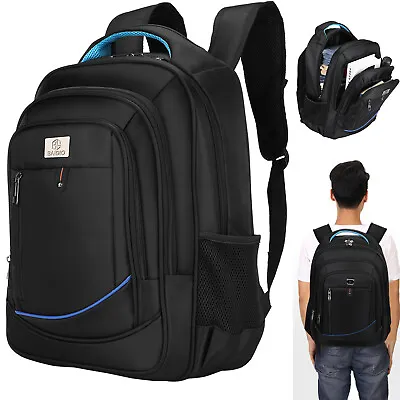 17.3 Inch Men Women Laptop Backpack Waterproof Large Rucksack Travel School Bag • £13.49