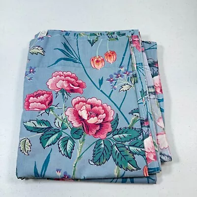 Vintage Martex Flat Sheet Full Blue Flowers Cotton Blend No Iron Usa Retro Boho • $24.99