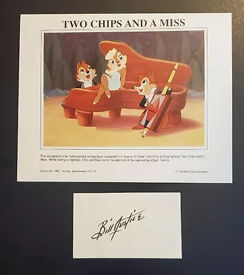 BILL JUSTICE Signed Autographed 3x5 Card W/ Color 8x10 - DISNEY'S CHIP 'N' DALE  • $50