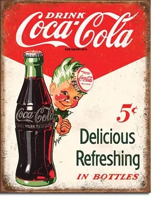 Coke Coca Cola Sprite Boy 5 Cents Vintage Style Tin Metal Sign • $19.95