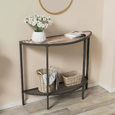 Console Table 2 Tier Narrow Entryway Table With Storage Shelves Half Moon Sofa C • $152.88