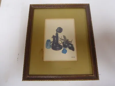 C.Don Ensor Telephone And Stereoscope Framed Matted Print Vintage Kentucky Artis • $16