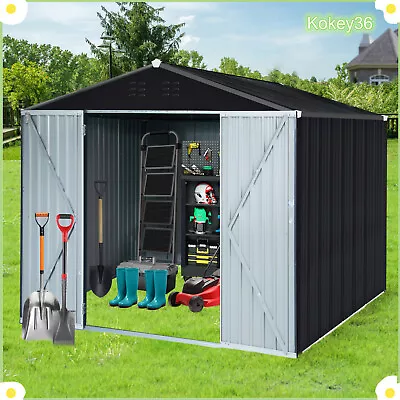 8'x10' Large Outdoor Storage Shed Metal Garden Tool Shed With Lockable Doors US • $412.76