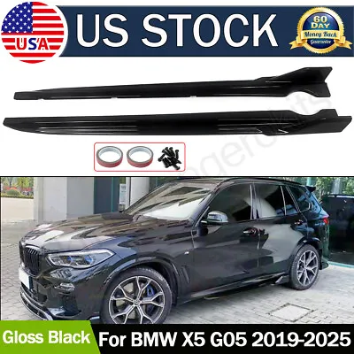 2x Fits BMW G05 X5 M Sport 2019-2025 Gloss Black Body Side Skirts Lip Extensions • $170.86