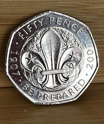 2007 Scouts Be Prepared Centenary Scouting Movement Foundation 50p Coin VGC • £2.25