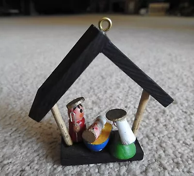 Vintage Miniature Wooden Nativity Scene Ornament Or Figurine • $5.95