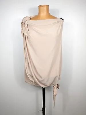 Vionnet Women's Silk Blouse Tie Shoulder Boat Neck Beige Women's EU Size 44 • $60