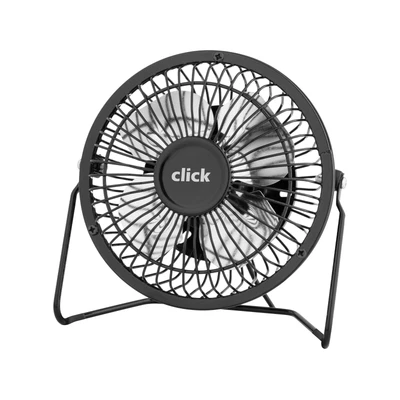 $16.97 • Buy Click USB Desk Fan Mini Portable Powered 360 Adjustable Head 4 Blade Metal Black