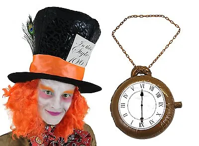 Mad Hatter Hat Orange Wig Jumbo Clock World Book Day Wonderland Fancy Dress • £11.99