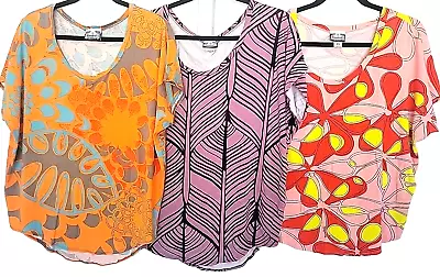 Manuhealii Hawaii Womens S/XS Dolman Short Sleeve Jersey Blouse Aloha Lot Of 3 • $100