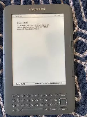 Amazon Kindle Keyboard 3 Wi-Fi 6  4GB D00901 3rd Generation • $30