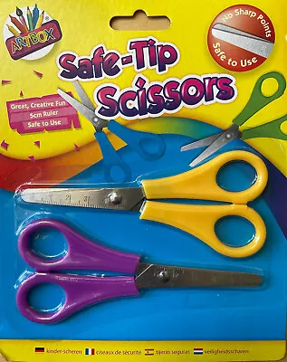 £2.95 • Buy 2 X Children Safe-Tip Safety Scissors With Ruler Kids Craft Art Creative School