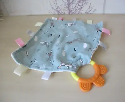 Blue & White Bobble - Rabbits - Teether - Taggies Comforter Blanket - • £2.50