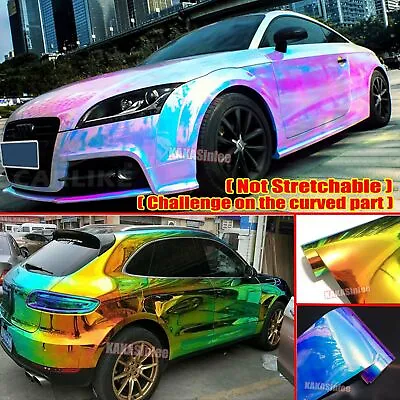 Holographic Car Metal Rainbow Mirror Chameleon Chrome Film Vinyl Wrap Sticker US • $3.85