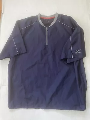 Mizuno Golf Gym Warmup Pullover Short Sleeve 1/4 Zip Blue Size Large • $24.95