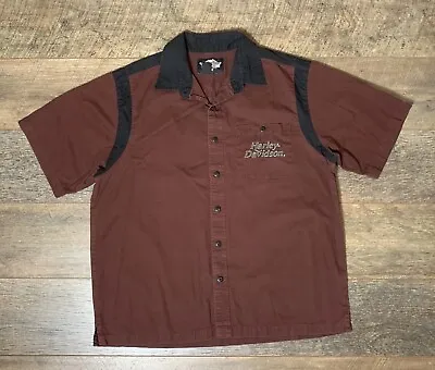 Harley Davidson Shirt Short Sleeve Double Sided Embroidered Rockabilly - XL • £39.99