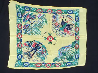 Mexico Super RARE Vintage Mexican Scarf Fine Rayon • $24.99