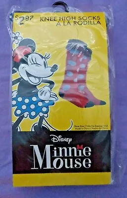 Disney Minnie Mouse Girls Size 10-4 Red W/ Polka Dots Ruffle Top Knee High Socks • $7.30