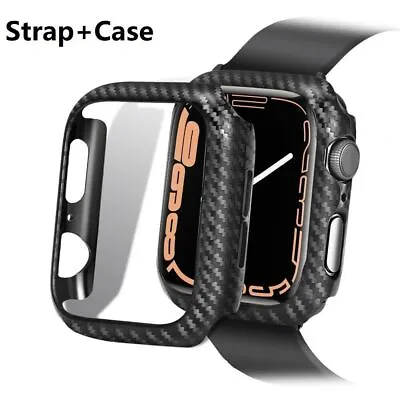 $15.99 • Buy Carbon Fiber IWatch Band Strap+Case For Apple Watch Series 8 7 6 SE 5 32 38-45mm