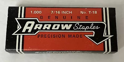 Genuine Arrow Staples 7/16” T-18 New Old Stock 1000 Staples - Free Shipping • $8.78