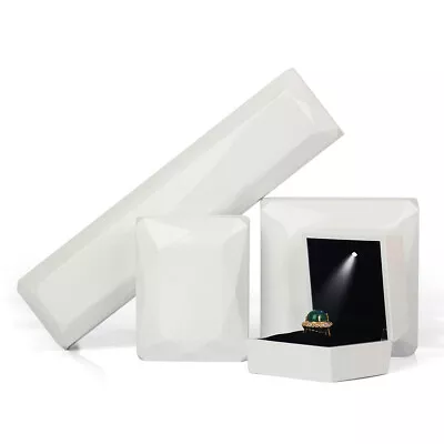 Luxury Jewelry Necklace Earring Ring Box Case Holder Gift With LED Light Wedding • $11.88