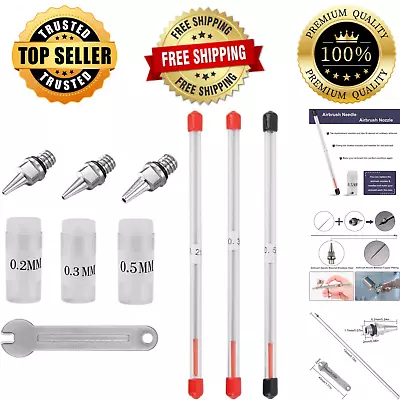 £11.98 • Buy 7 Piece Airbrush Kit Nozzle Needle Set 0.2mm 0.3mm 0.5mm Airbrush Nozzle Cap New