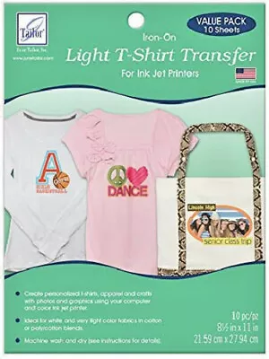 June Tailor Iron-On LIGHT T-SHIRT TRANSFER Sheets For Ink Jet Printers 10 Sheet  • $9.99