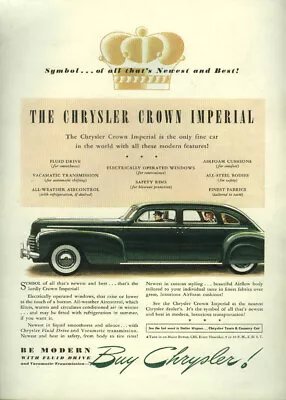 Symbol Of All That's Newest & Best  - Chrysler Crown Imperial Ad 1941 • $9.99