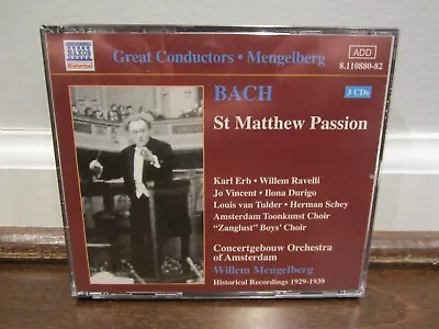 BACH: St. Matthew Passion (3 CD 2004 Naxos Historical) Willem Mengelberg  NEW • $17.95
