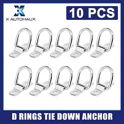 $20.69 • Buy 10pcs 1/4  Steel D Ring Car Tie Down Anchor For Car Truck Trailers RV Boat 70mm