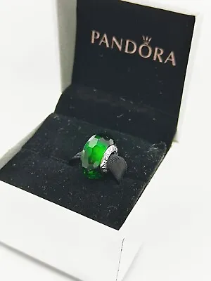 Genuine Pandora Faceted Murano Glass GREEN Bead Charm ALE 925 #791066 • £29.85