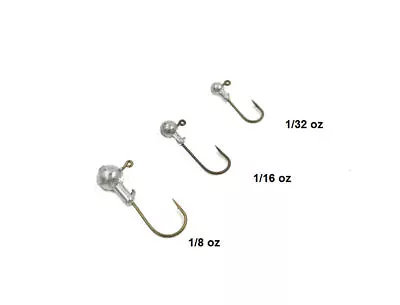 Lures Pro 50PCs 1/8 Oz 1/16 Oz 1/32 3/16 1/4 Oz Original Unpainted Lead Jigheads • $16.91