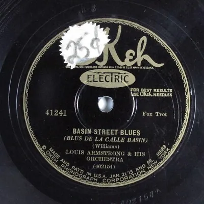 $8 • Buy Jazz 78 LOUIS ARMSTRONG Basin Street Blues OKEH 41241 V+ HEAR 625